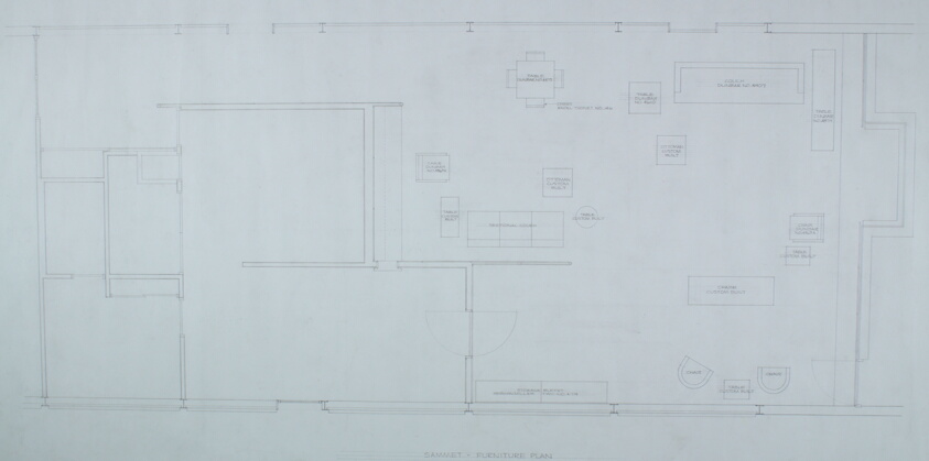Sammet House, Highland Park, Illinois, Living Room Furniture Plan