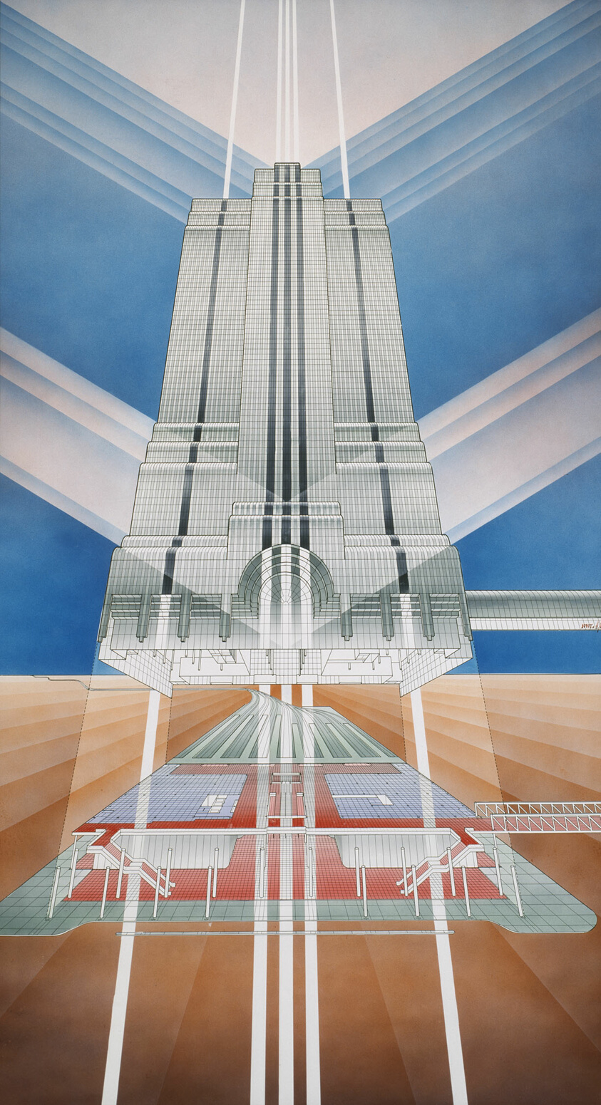 Northwestern Terminal Tower, Chicago, Illinois, Axonometric