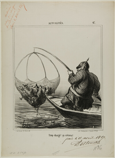 “Overloaded! It is going to burst!,” plate 67 from Actualités