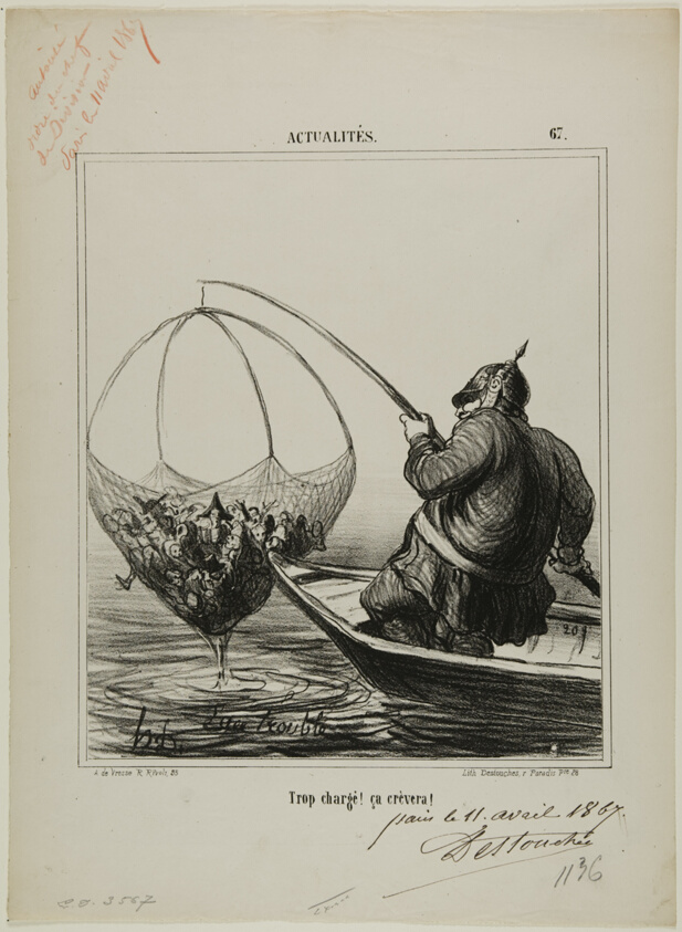 “Overloaded! It is going to burst!,” plate 67 from Actualités