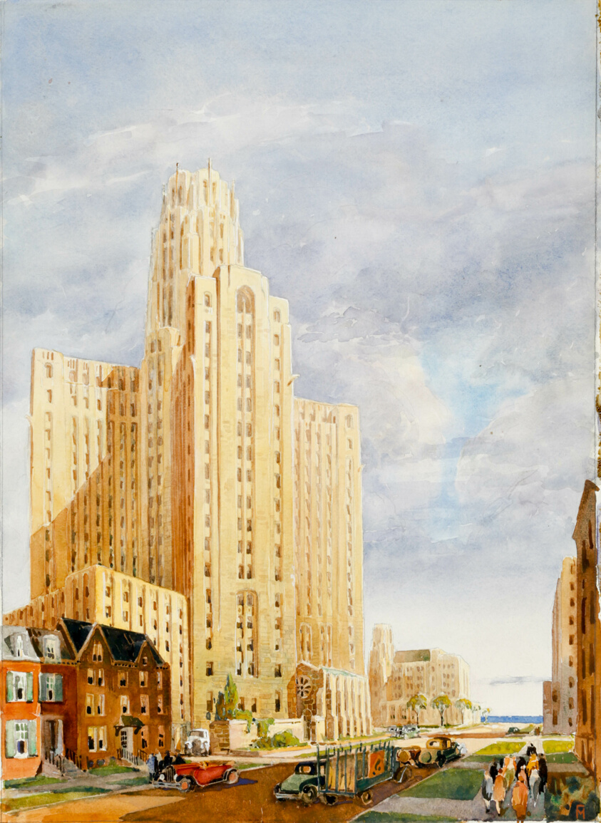 Wesley Pavilion at Northwestern Medical Center, Chicago, Illinois, Presentation Drawing