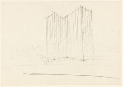 Highrise Buildings Sketch, Chicago, Illinois, Perspective Sketches