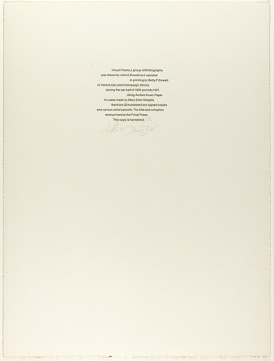 Colphon, from Visual Poems