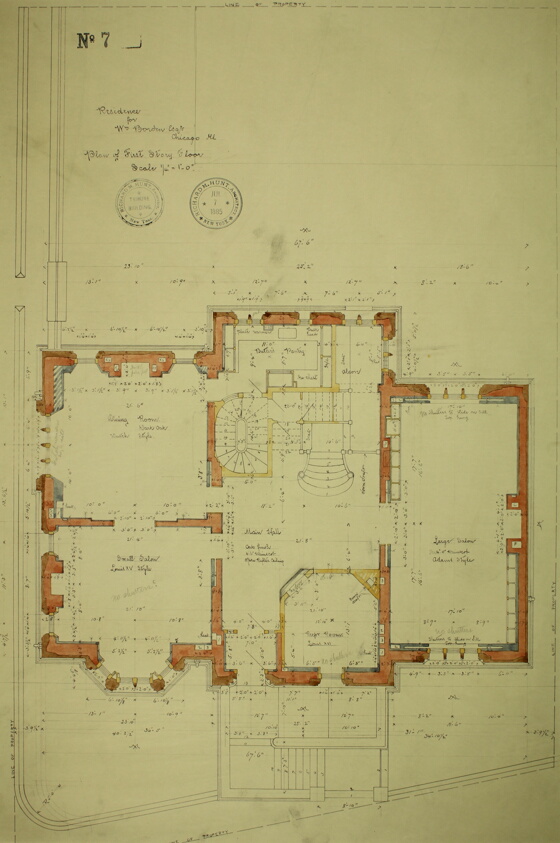 William Borden Residence, Chicago, Illinois, First Floor Plan