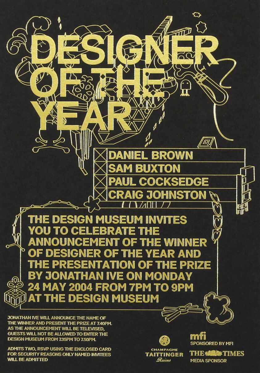 Design Museum Designer of the Year Gold Invitation