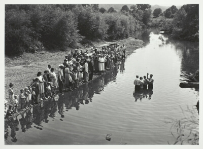 Baptism of members of Primitive Baptist Church, in Triplett Creek, Rowan County, near Morehead, Kentucky