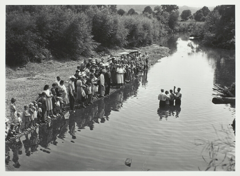 Baptism of members of Primitive Baptist Church, in Triplett Creek, Rowan County, near Morehead, Kentucky