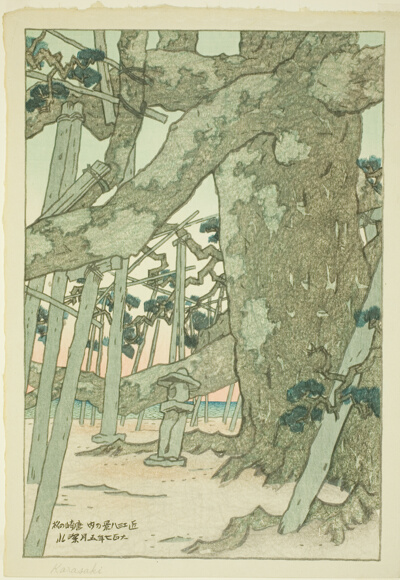Pine Tree at Karasaki (Karasaki no matsu), from the series "Eight Views of Omi (Omi hakkei)"