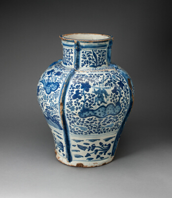 Jar Depicting Figure in an Exotic Landscape