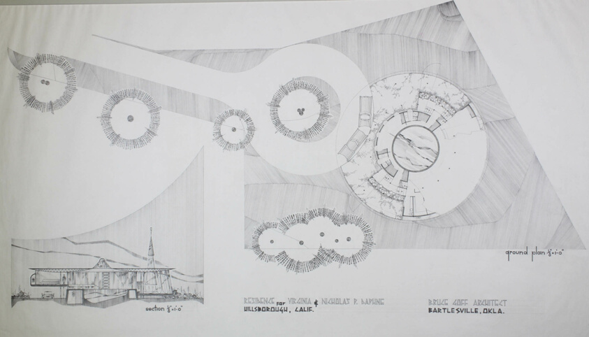 Virginia and Nicholas P. Daphne House, Hillsborough, California, Plan and Section