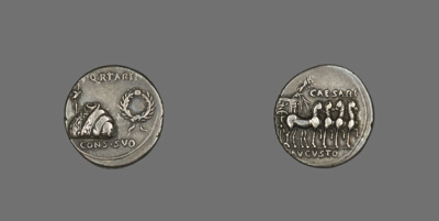 Coin Depicting a Toga, Tunic and Wreath
