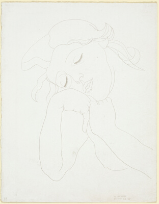 Bust of a Woman Leaning on Her Elbow