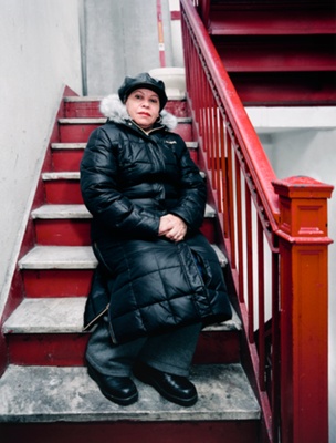Mami on Stairs, Washington Heights, NYC, U.S.