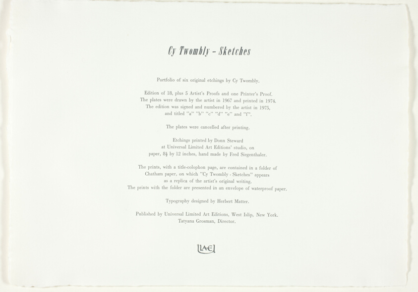 Colophon, from Sketches