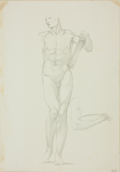Standing Male with Tablet; separate sketch of right arm