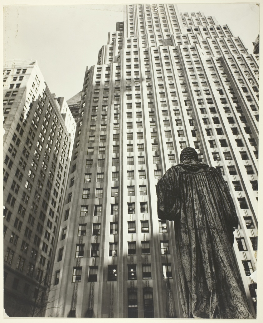 John Watts Statue: From Trinity Churchyard, Looking Toward One Wall Street, Manhattan