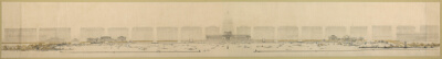 Plate 125 from The Plan of Chicago, 1909: Chicago. Elevation of Grant Park and Harbor; the Eastern Facade of the City on Michigan Avenue, and the Dome of the Administration Building of the Civic Center, Looking from Lake Michigan.