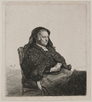 The Artist's Mother Seated at a Table, Looking Right: Three Quarter Length