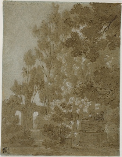 View of Ruined Arches and Tomb in Villa Borghese