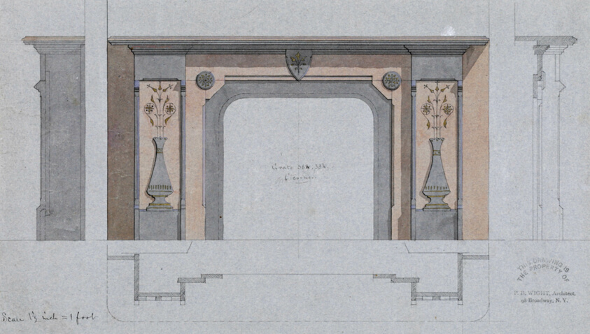 Mantel for Milan Hulbert House, Brooklyn, New York, Elevation and Section