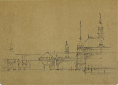 World's Columbian Exposition Buildings, Chicago, Illinois, Elevation Sketch
