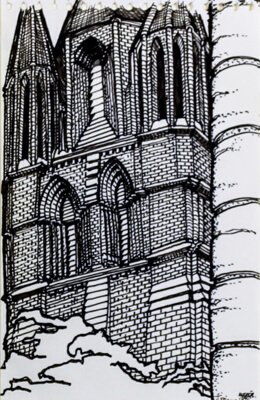 Angers Cathedral, Angers, France, Travel Sketch