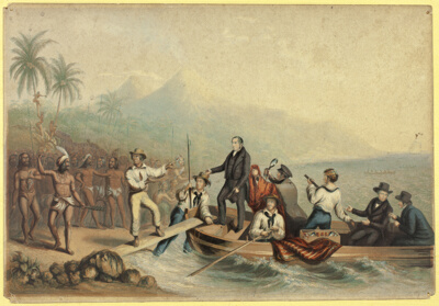 The Reception of the Rev. J. Williams, at Tanna in the South Seas, the Day Before He was Massacred