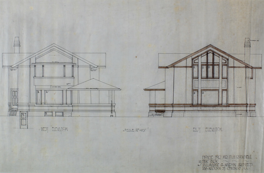 Harold H. Rockwell House, Oak Park, Illinois, West and East Elevation