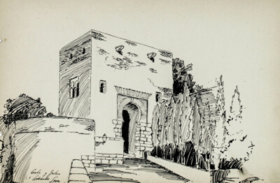 Gate of Justice, Granada, Spain, Travel Sketch