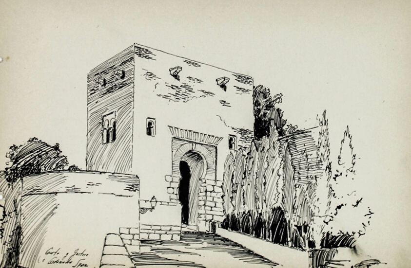 Gate of Justice, Granada, Spain, Travel Sketch