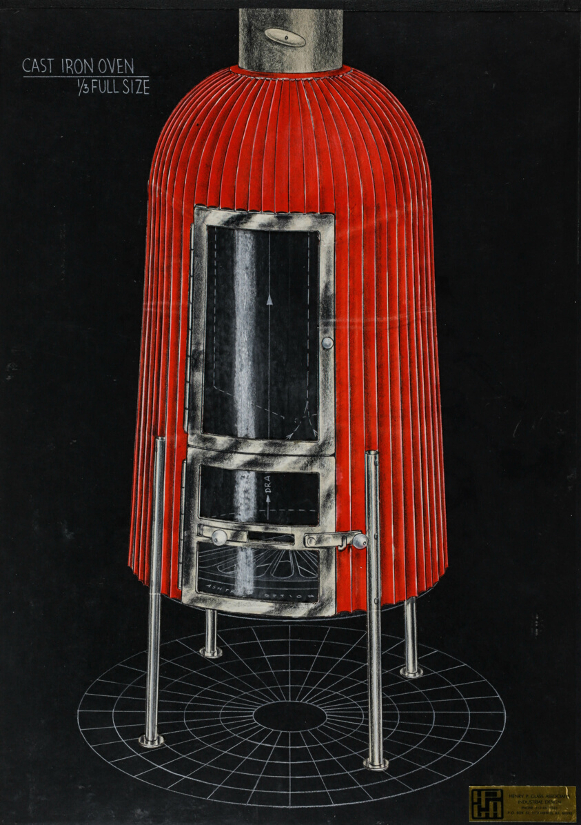 Cast Iron Oven, Woodstove Design, Presentation Drawing