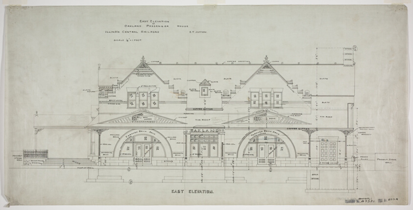 Oakland Avenue Railroad Station, Chicago, Illinois, East Elevation