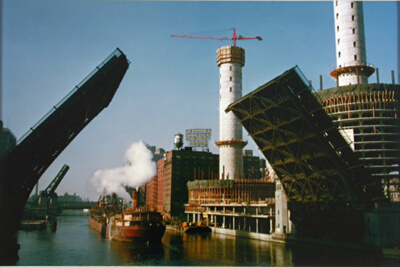 Marina City Under Construction (bridge up)