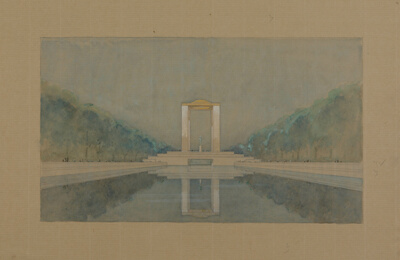 Alexander Hamilton Memorial, Chicago, Illinois, Perspective with Reflecting Pool
