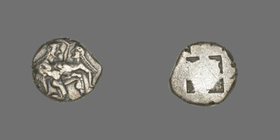 Stater (Coin) Depicting a Satyr and Nymph