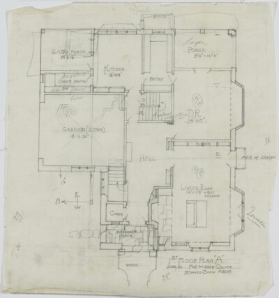 Catherine and Jessica Colvin House, Lake Forest, Illinois, First Floor Plan