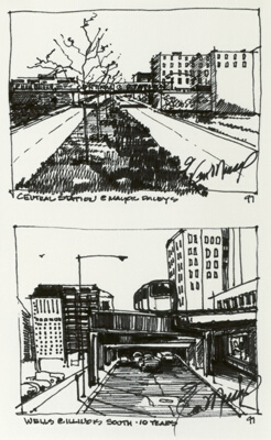 Chicago Travel Sketches, "Looking South", Central Station at Mayor Daley's