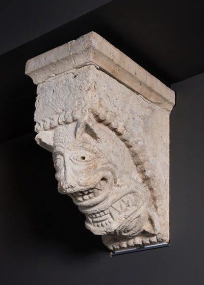 Corbel with Two Animal Masks from the Monastery Church of Notre-Dame-de-la-Grande-Sauve