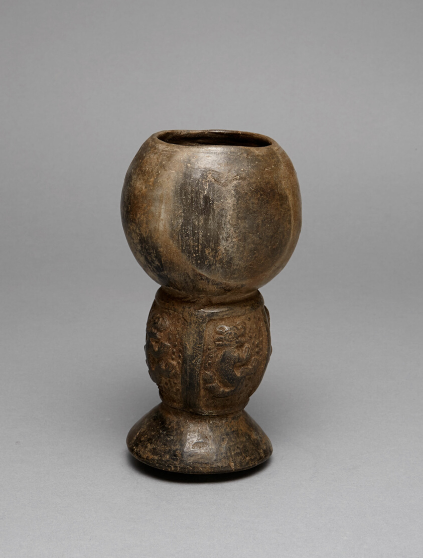 Blackware Incense Burner with Relief Depicting Felines