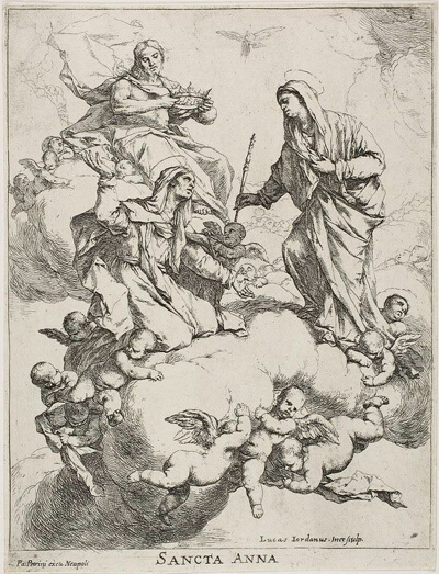 Saint Anne Received in Heaven by Christ and the Virgin