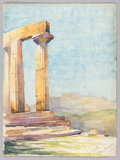 Temple Ruins, Agrigento, Sicily, Travel Sketch