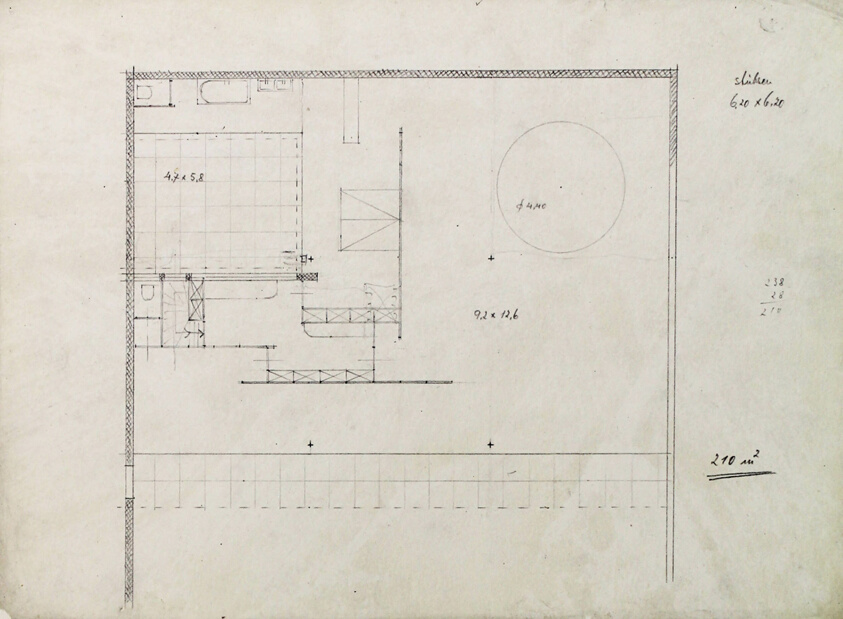 House with Two Courts and Skylight, Plan and Study