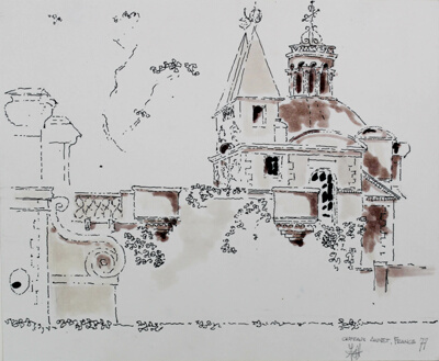 Exterior Detail of Chateau d'Anet, Anet, France, Travel Sketch