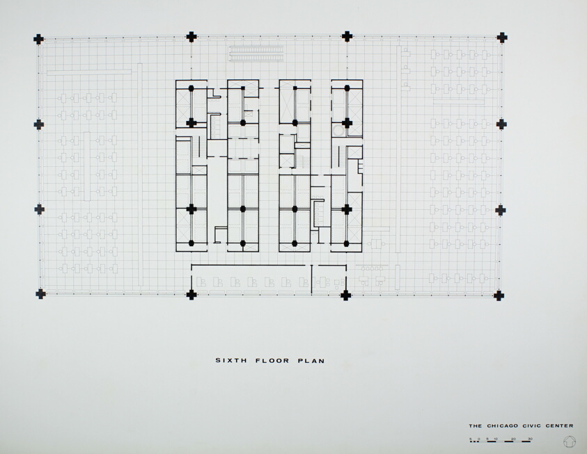 Chicago Civic Center, Chicago, Illinois, Sixth Floor Plan