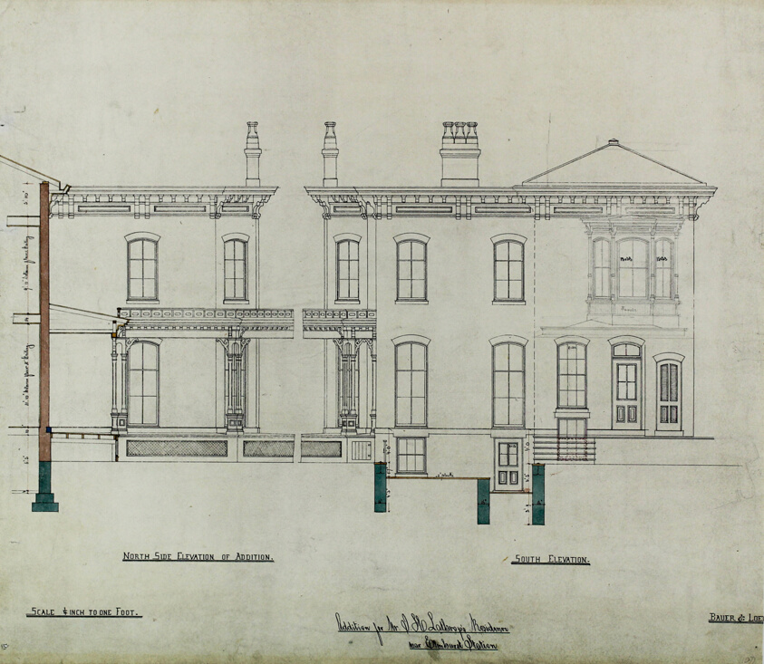 Joseph H. Lathrop House Addition, Elmhurst, Illinois, Elevations and Section