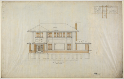 Dale Bumstead House, Oak Park, Illinois, West Elevation
