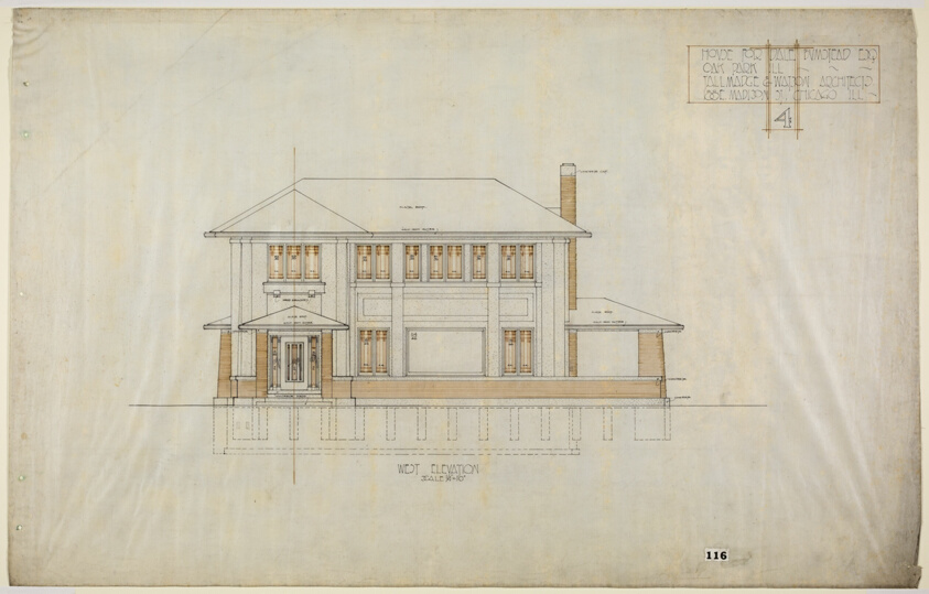 Dale Bumstead House, Oak Park, Illinois, West Elevation