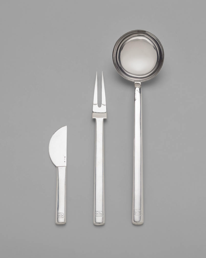 Butter Knife, Serving Fork, and Ladle from the Rundes Modell Service