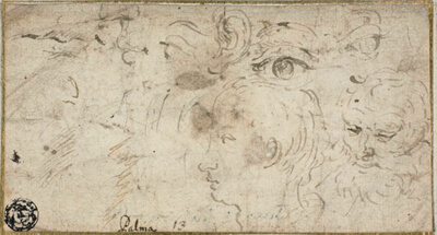 Sketches of Heads, Eyes, Ear, and Mouth