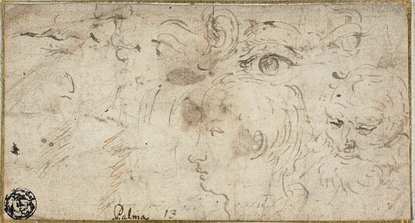 Sketches of Heads, Eyes, Ear, and Mouth